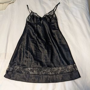 Victoria's Secret Black Satin Lace Slip XS